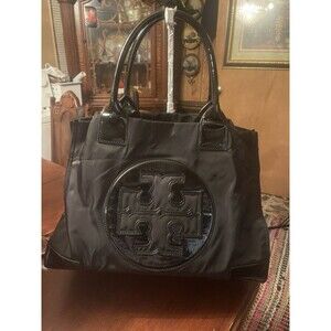 AUTHENTIC Tory Burch Women’s Black Nylon W/ Patent Leather Ella Tote MSPR 198